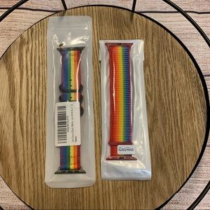 Set of 2 Rainbow Nylon  Watch Bands for Apple Smart Watch size 42mm-44mm